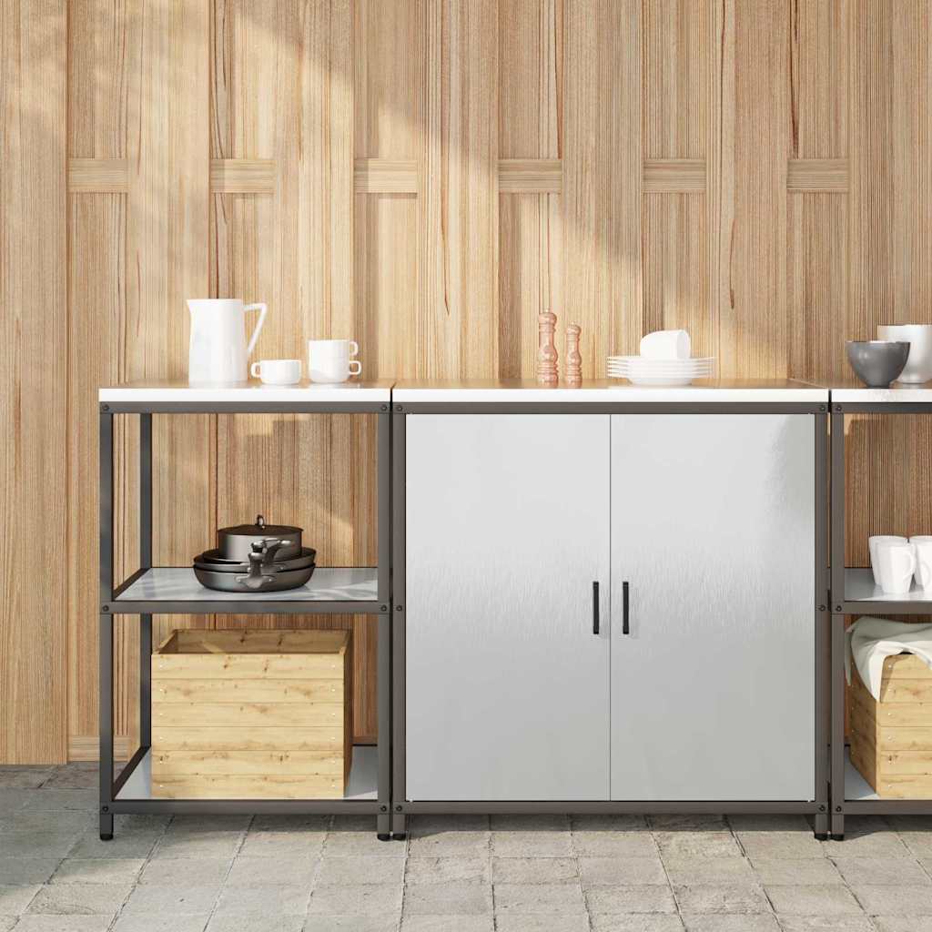 Keukenopslag set met plank 2 pcs Zilver Roestvrij staal is nu te koop bij PeponiXL, paradijselijk wonen!