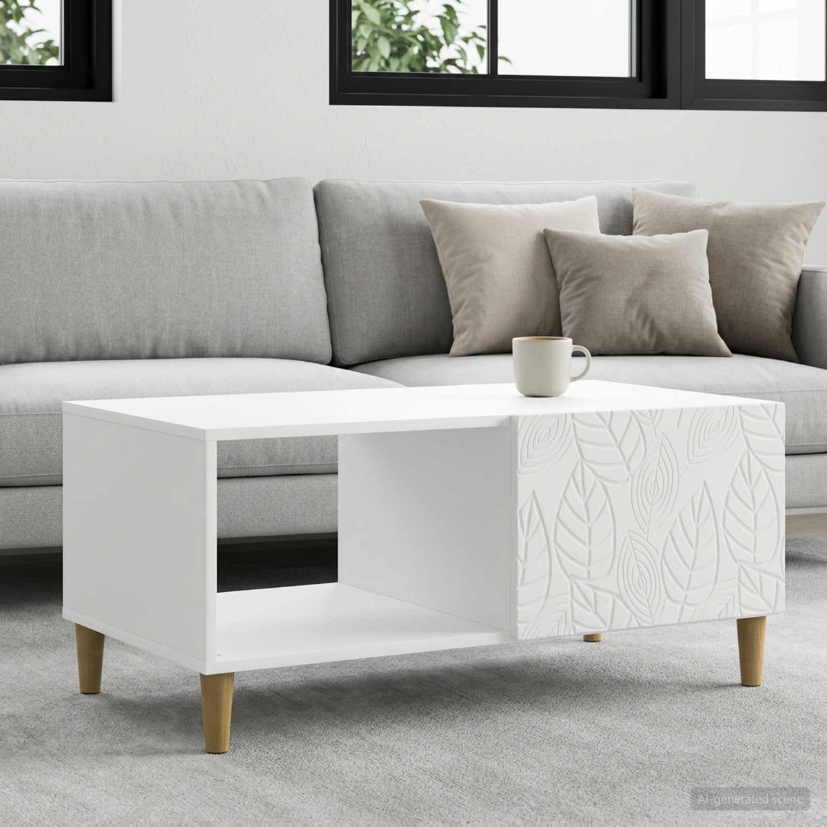 Salontafel Wit 90 x 50 x 40 cm Bewerkt hout is nu te koop bij PeponiXL, paradijselijk wonen!