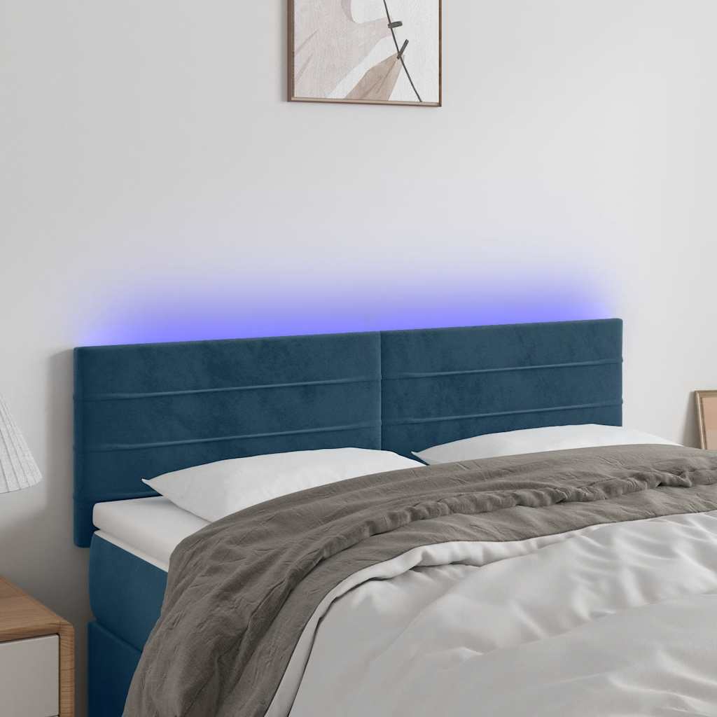 Hoofdbord LED 144x5x78/88 cm fluweel donkerblauw is nu te koop bij PeponiXL, paradijselijk wonen!