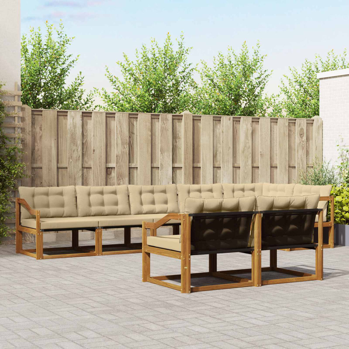 Buiten bankenset met kussen 8 pcs Natuurlijk en Beige is nu te koop bij PeponiXL, paradijselijk wonen!