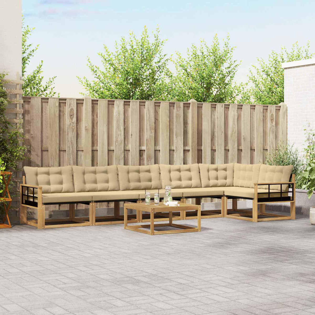 Buiten bankenset 7 pcs Wit en Beige 79 x 79 x 37 cm is nu te koop bij PeponiXL, paradijselijk wonen!