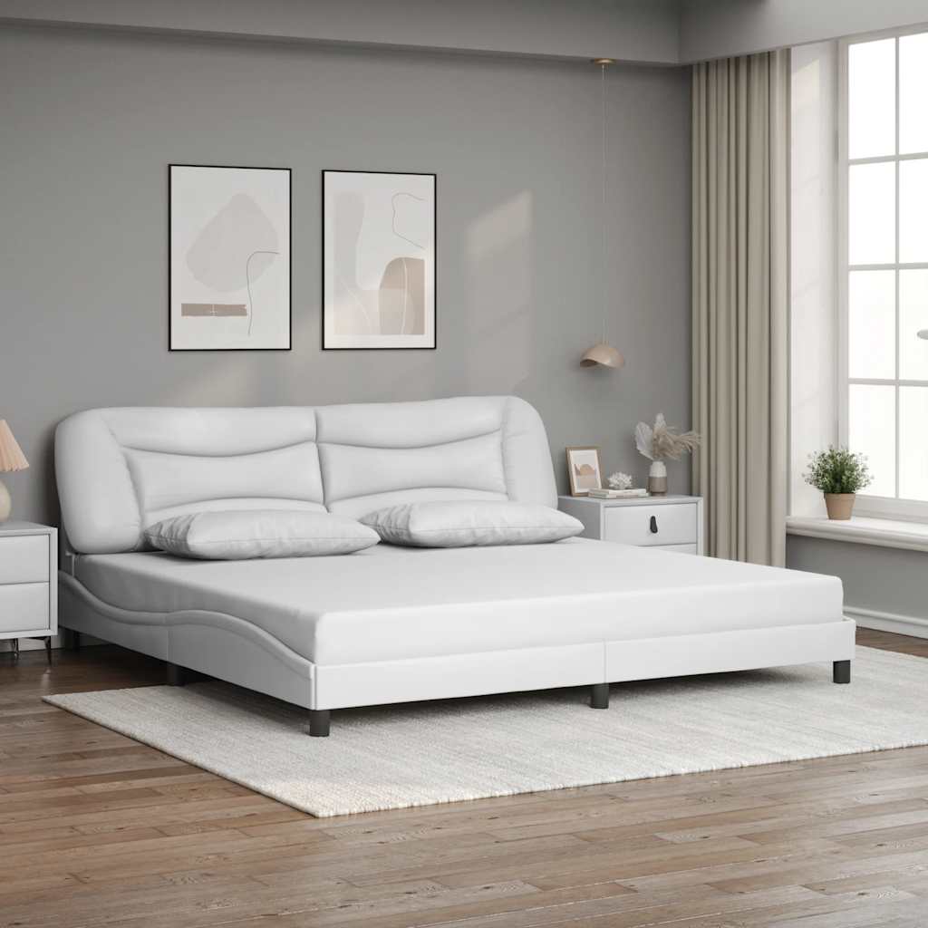 Bedframe zonder matras "Hvar" kunstleer wit 200x200 cm is nu te koop bij PeponiXL, paradijselijk wonen!