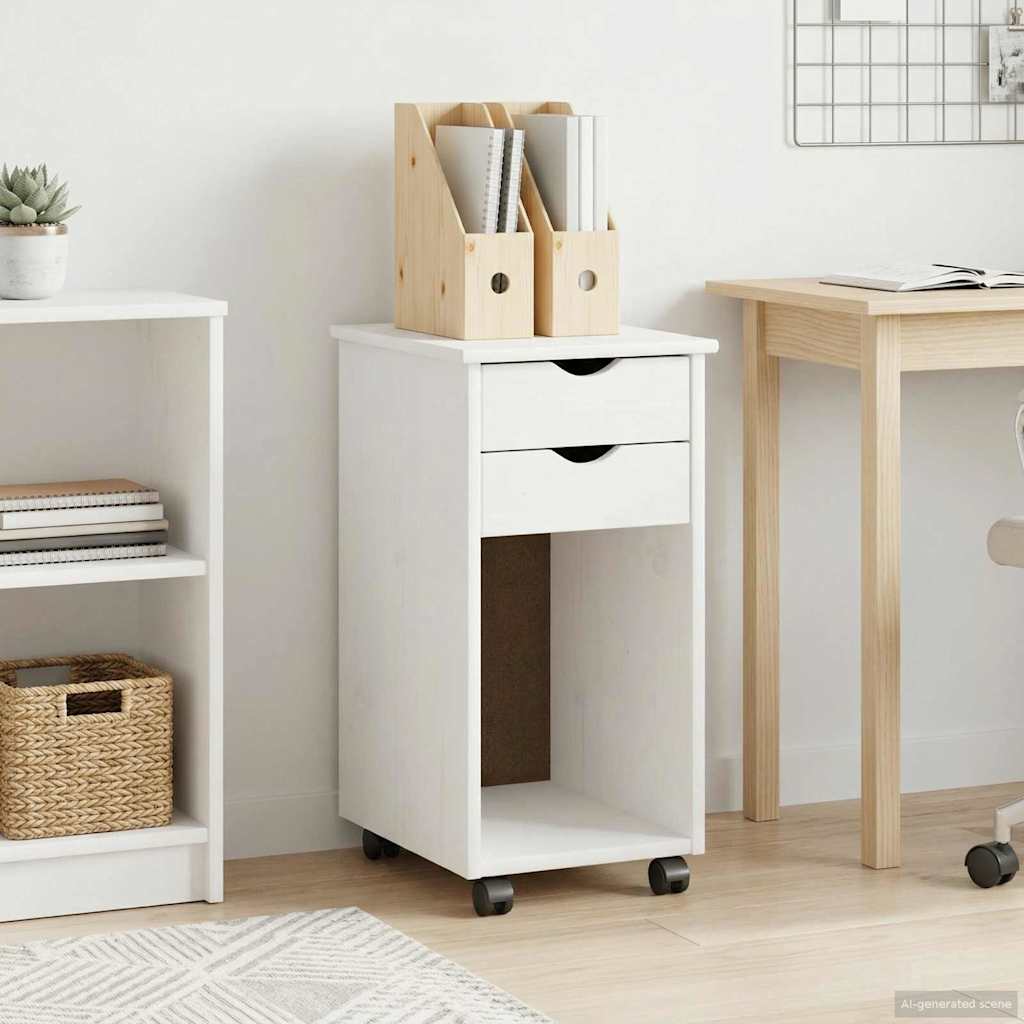Rolling Kast met wiel Wit 34 x 39 x 65,5 cm Massief grenenhout is nu te koop bij PeponiXL, paradijselijk wonen!