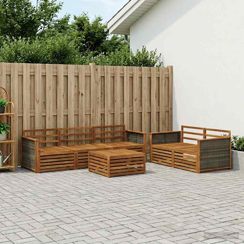Buiten bankenset 6 pcs Naturel Massief Acaciahout is nu te koop bij PeponiXL, paradijselijk wonen!