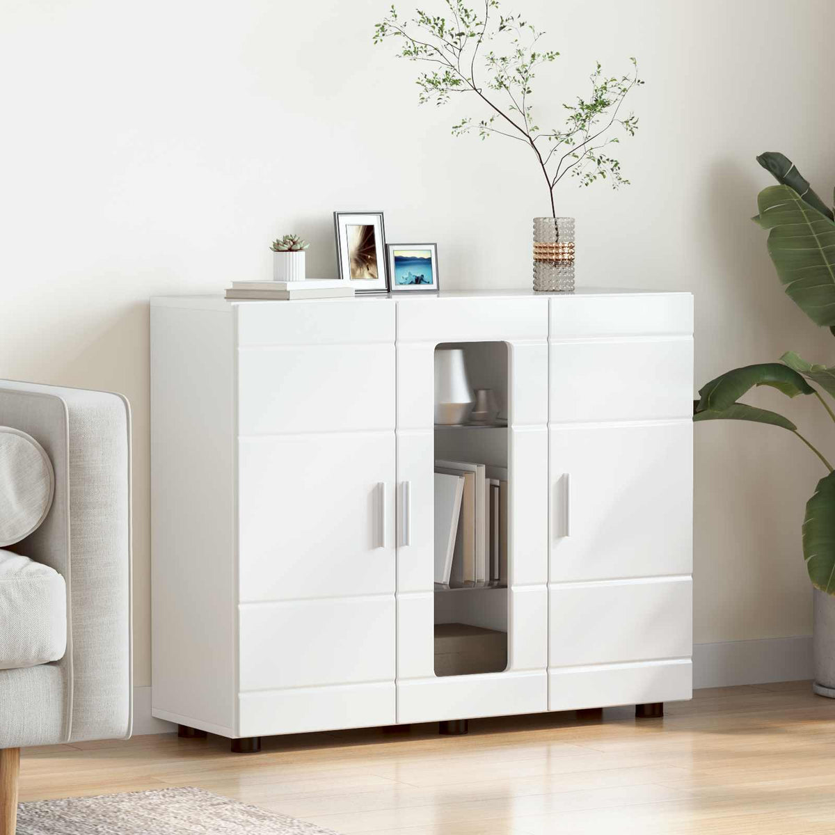 Houten Kast Hoogglans wit Bewerkt hout is nu te koop bij PeponiXL, paradijselijk wonen!
