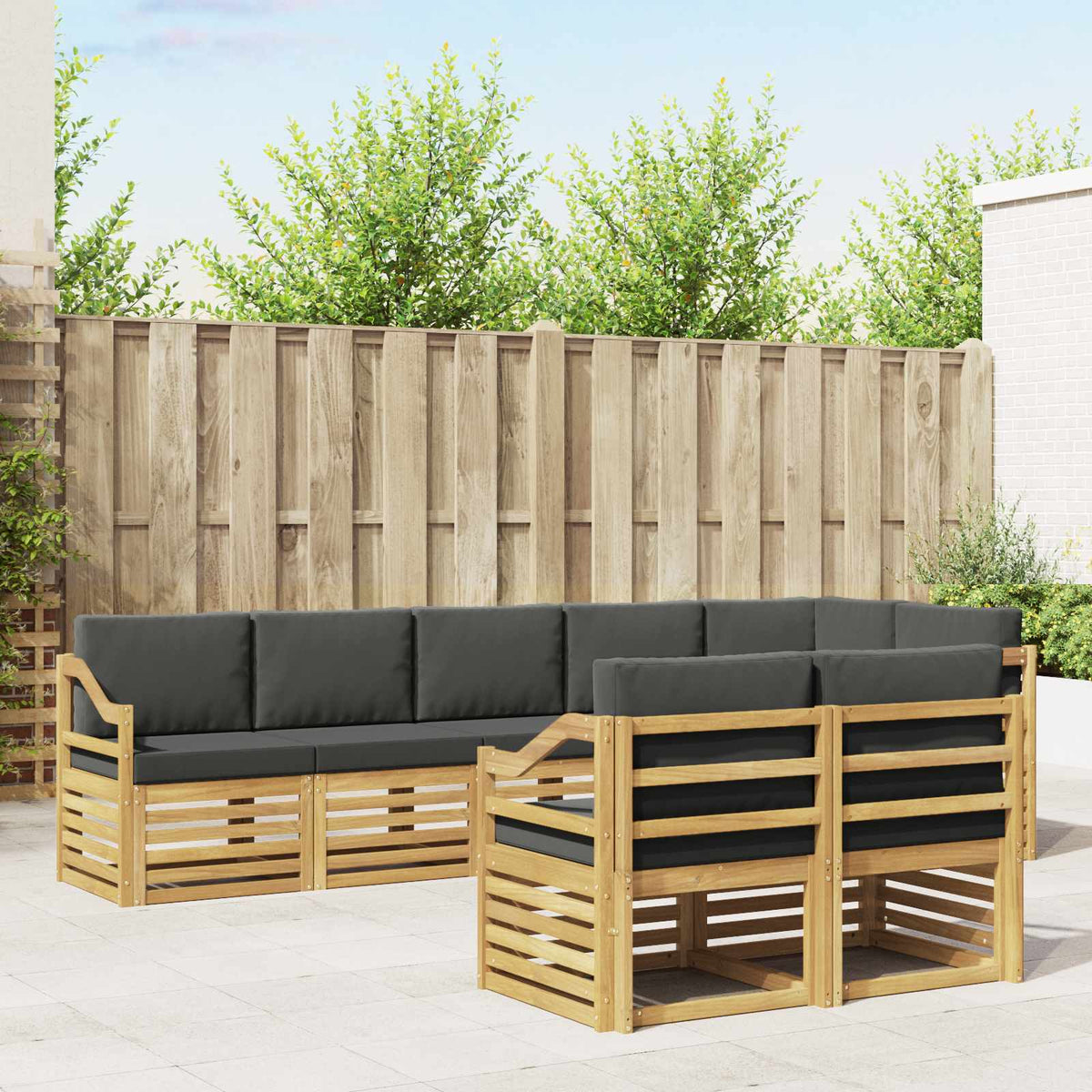 Buiten bankenset 8 pcs Wit en antracietkleurig is nu te koop bij PeponiXL, paradijselijk wonen!