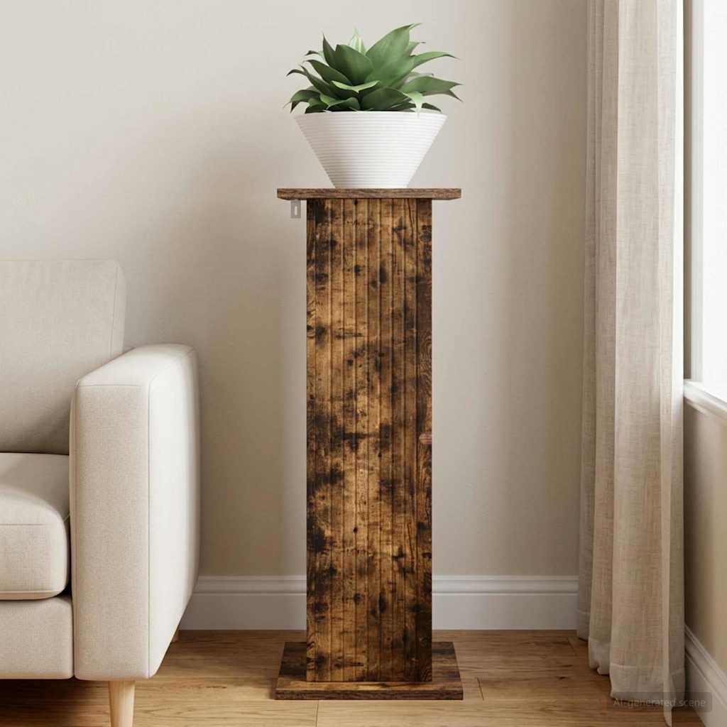 Plantenstandaard Gerookt eiken 30,5 x 30 x 80,5 cm Bewerkt hout is nu te koop bij PeponiXL, paradijselijk wonen!