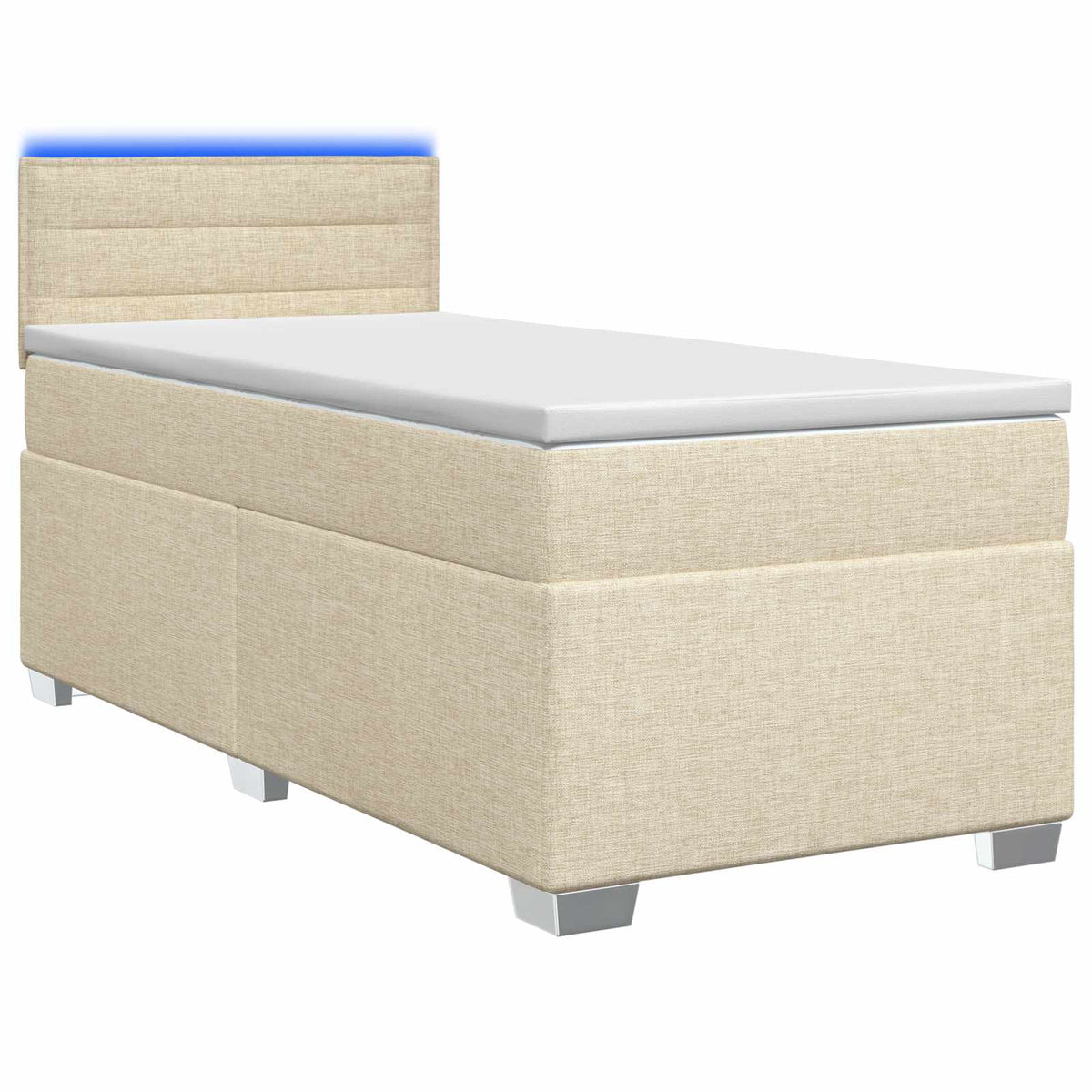 Boxspring Bed met Matras en LED Crèmekleurig 80 x 200 cm Stof is nu te koop bij PeponiXL, paradijselijk wonen!