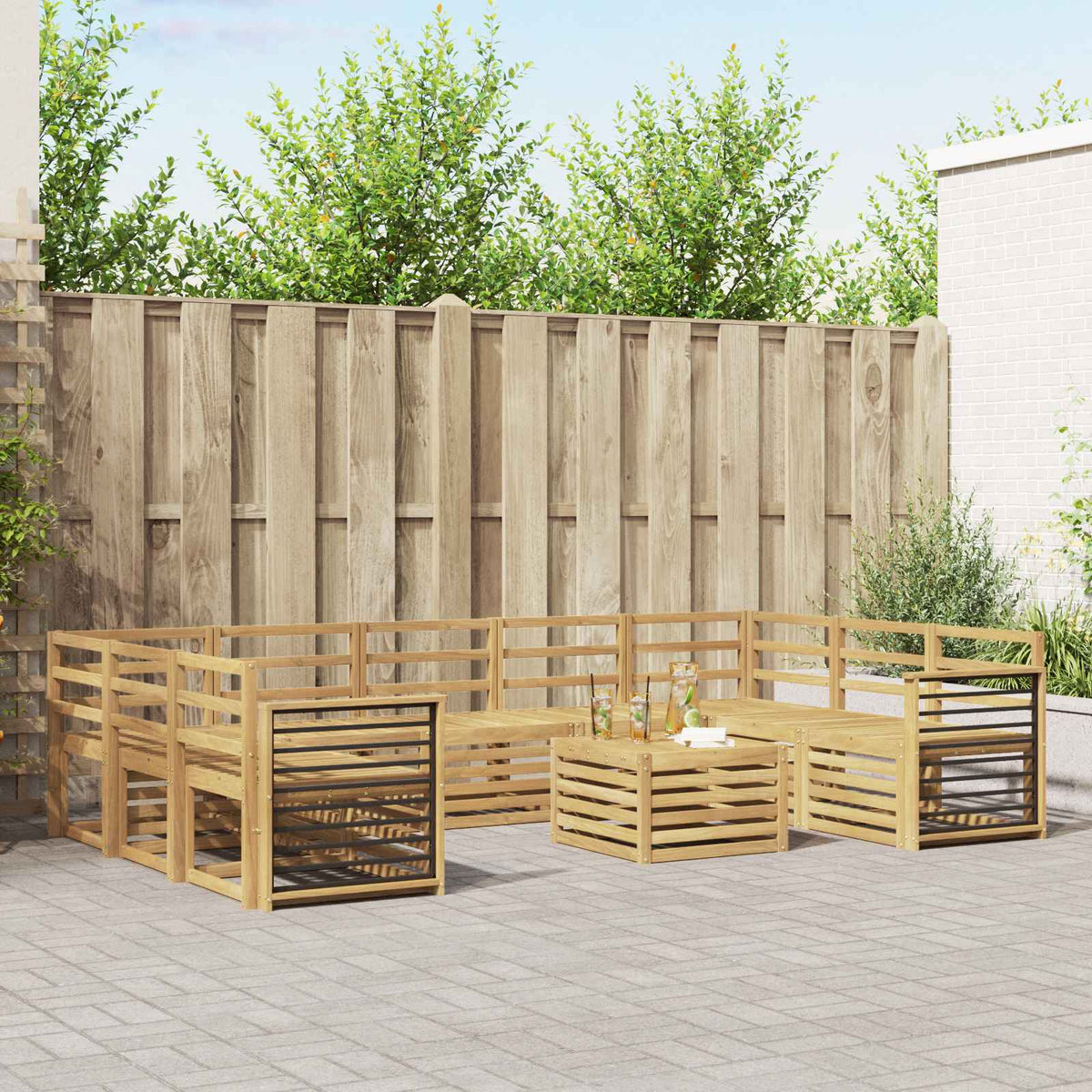 Buiten bankenset 10 pcs Wit 59 x 59 x 37 cm Massief Acaciahout is nu te koop bij PeponiXL, paradijselijk wonen!
