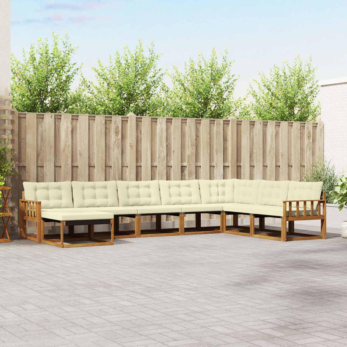 Buiten bankenset met kussen 8 pcs Natuurlijk en Crème is nu te koop bij PeponiXL, paradijselijk wonen!