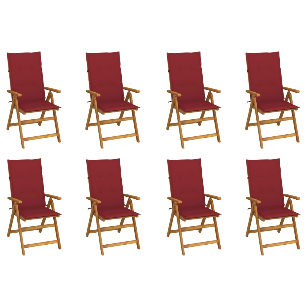 Tuinstoelen 8 st inklapbaar met kussens massief acaciahout is nu te koop bij PeponiXL, paradijselijk wonen!
