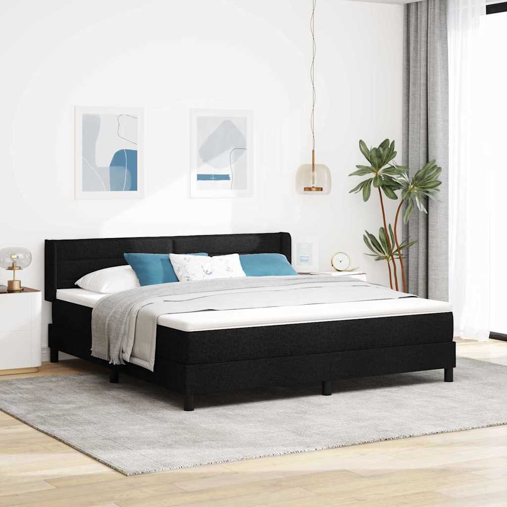 Boxspringbed met hoofdeinde Zwart 200 x 180 cm Stof is nu te koop bij PeponiXL, paradijselijk wonen!