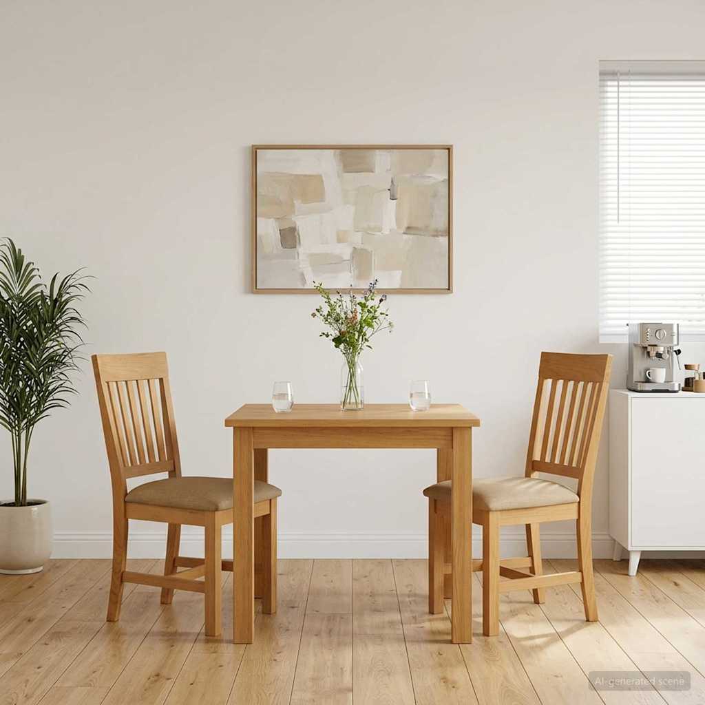 Eetkamerstoel 2 pcs Massief Eikenhout Beige 45 x 59 x 92 cm is nu te koop bij PeponiXL, paradijselijk wonen!