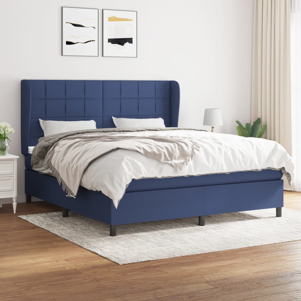 Boxspring met matras stof blauw 160x200 cm is nu te koop bij PeponiXL, paradijselijk wonen!