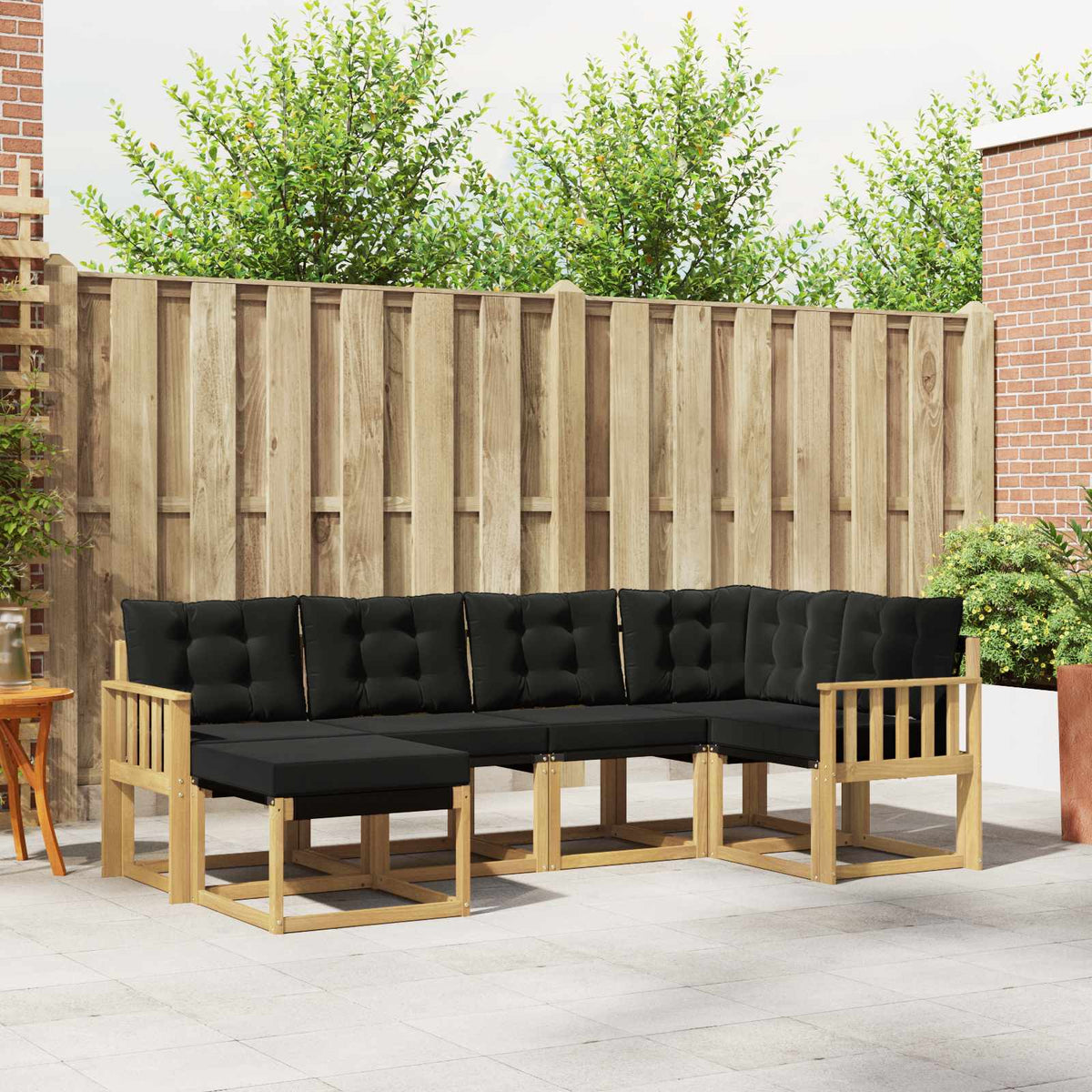 Buiten bankenset met kussen 6 pcs Wit en zwart is nu te koop bij PeponiXL, paradijselijk wonen!