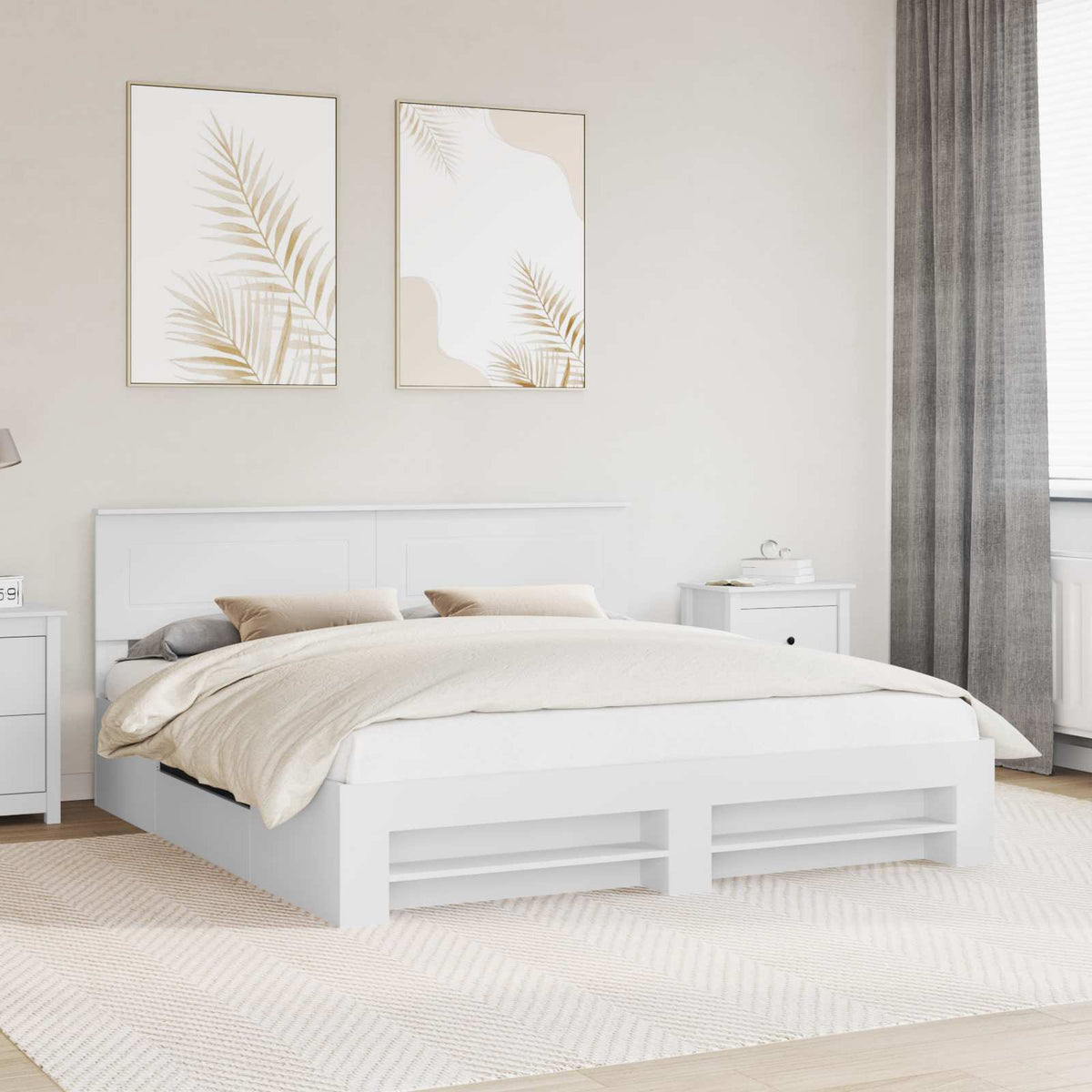 Bedframe met hoofdeinde Wit 180 x 200 cm Bewerkt hout is nu te koop bij PeponiXL, paradijselijk wonen!