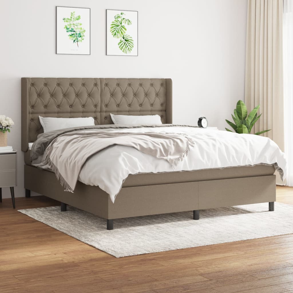 Boxspring met matras stof taupe 160x200 cm is nu te koop bij PeponiXL, paradijselijk wonen!
