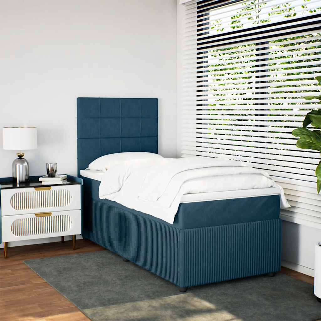 Boxspring met matras fluweel blauw 80x200 cm is nu te koop bij PeponiXL, paradijselijk wonen!