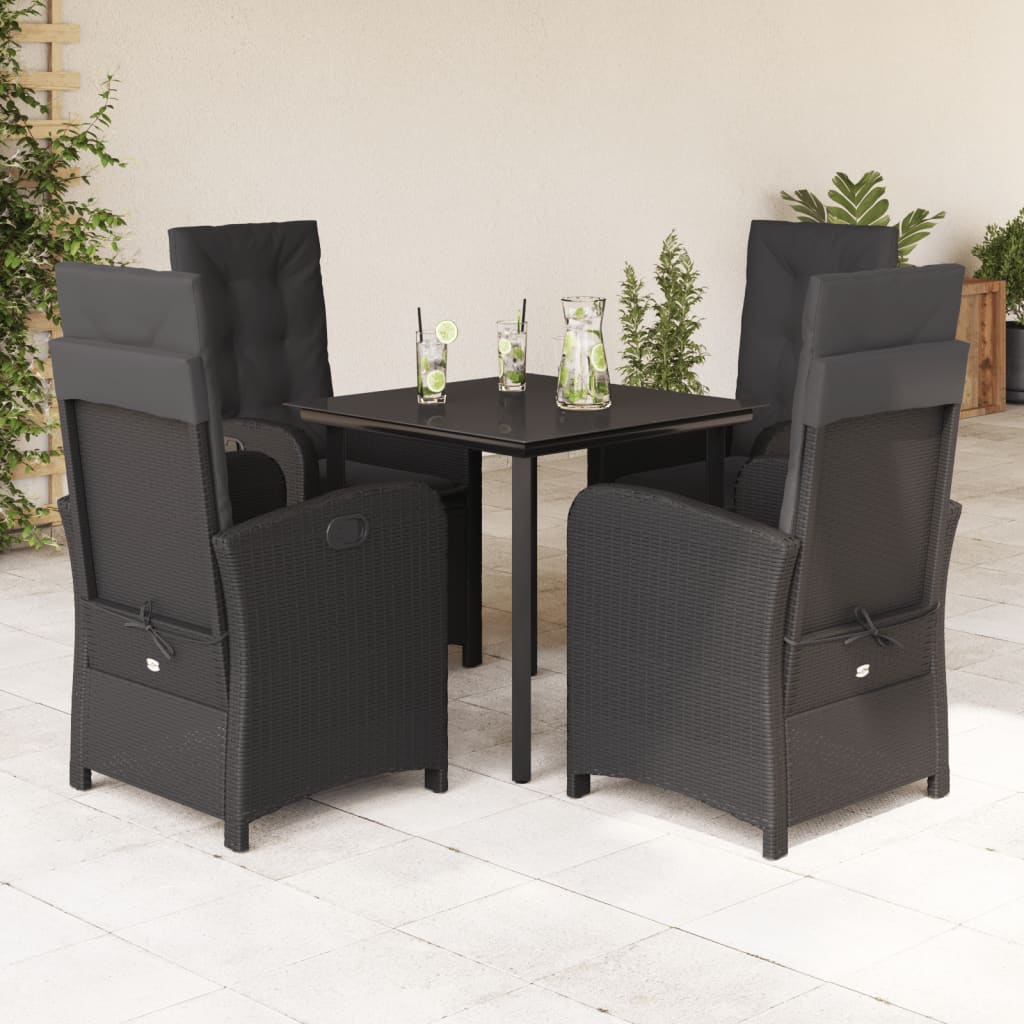 5-delige Tuinset met kussens poly rattan zwart is nu te koop bij PeponiXL, paradijselijk wonen!