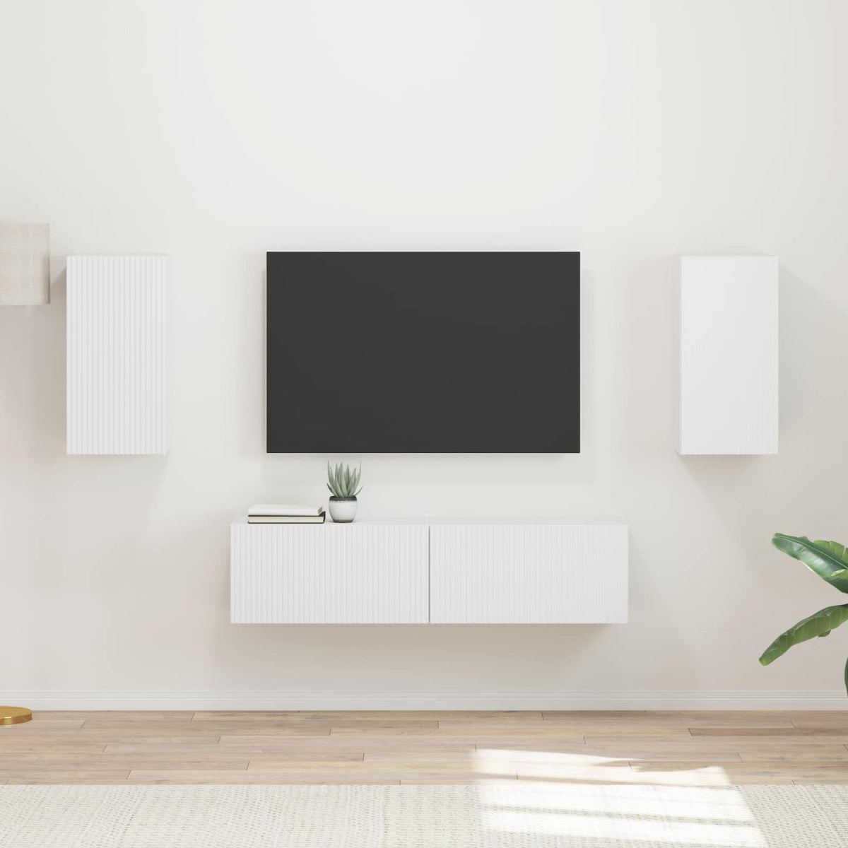 Tv-meubelset 4 pcs Wit Bewerkt hout is nu te koop bij PeponiXL, paradijselijk wonen!
