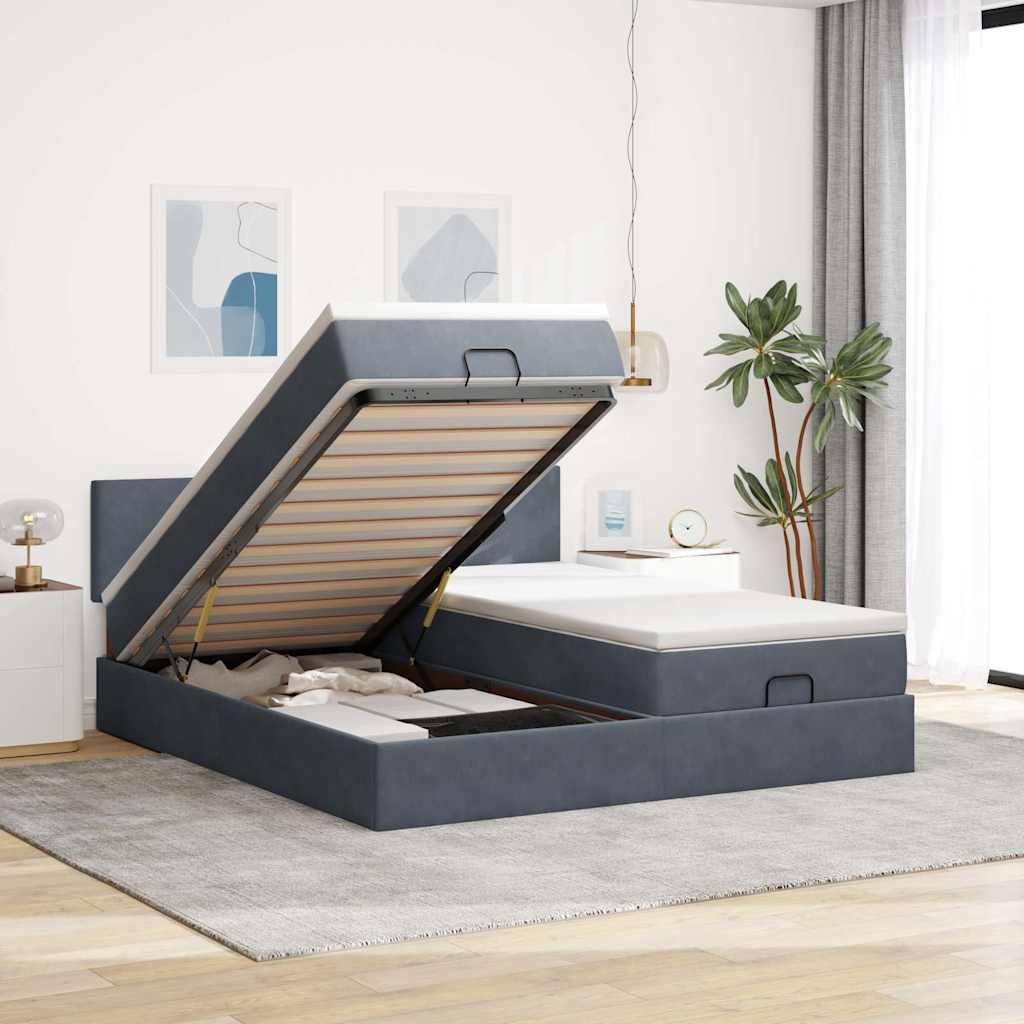 Ottoman bed met matrassen en LED's 160x200cm fluweel is nu te koop bij PeponiXL, paradijselijk wonen!