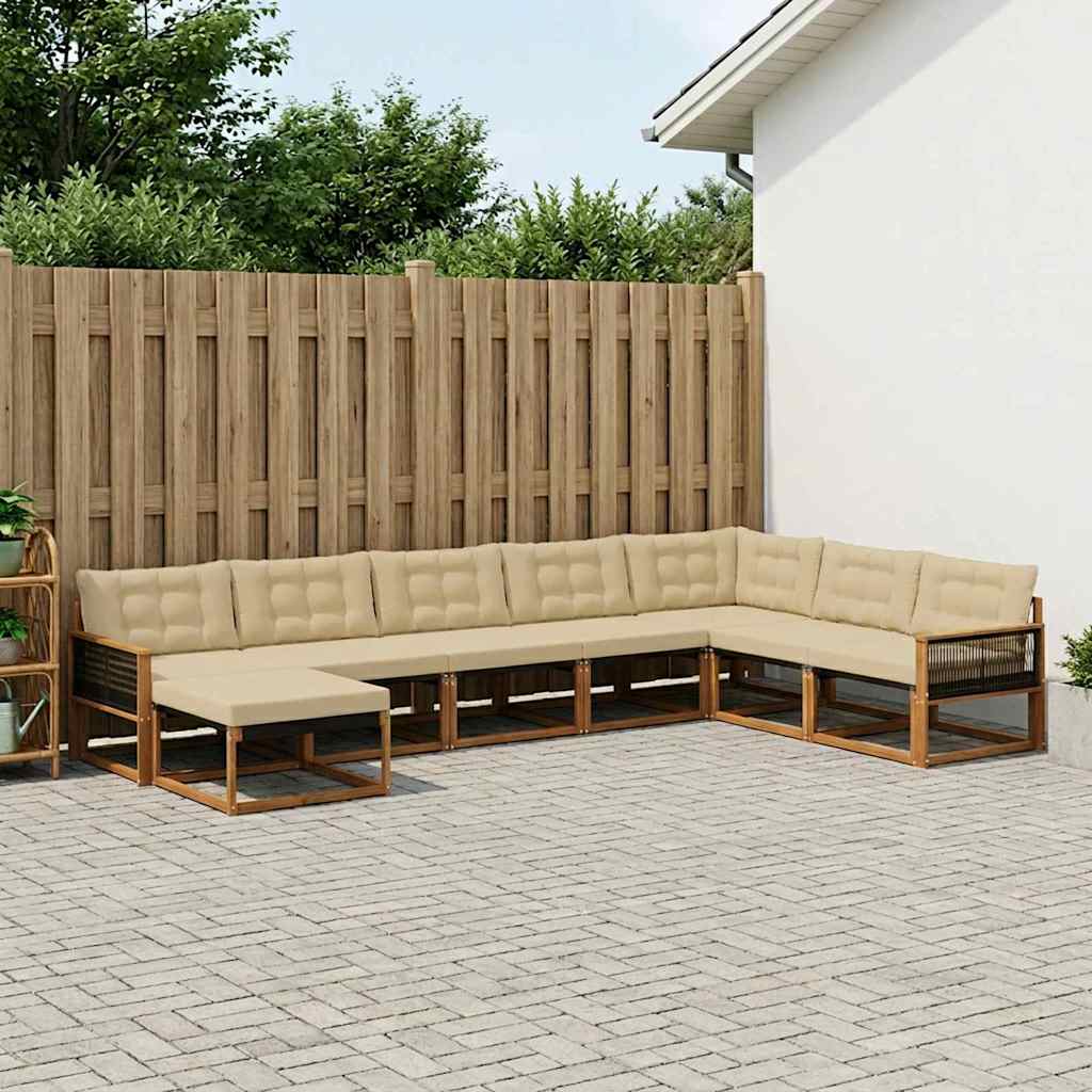Buiten bankenset met kussen 8 pcs Natuurlijk en Beige is nu te koop bij PeponiXL, paradijselijk wonen!