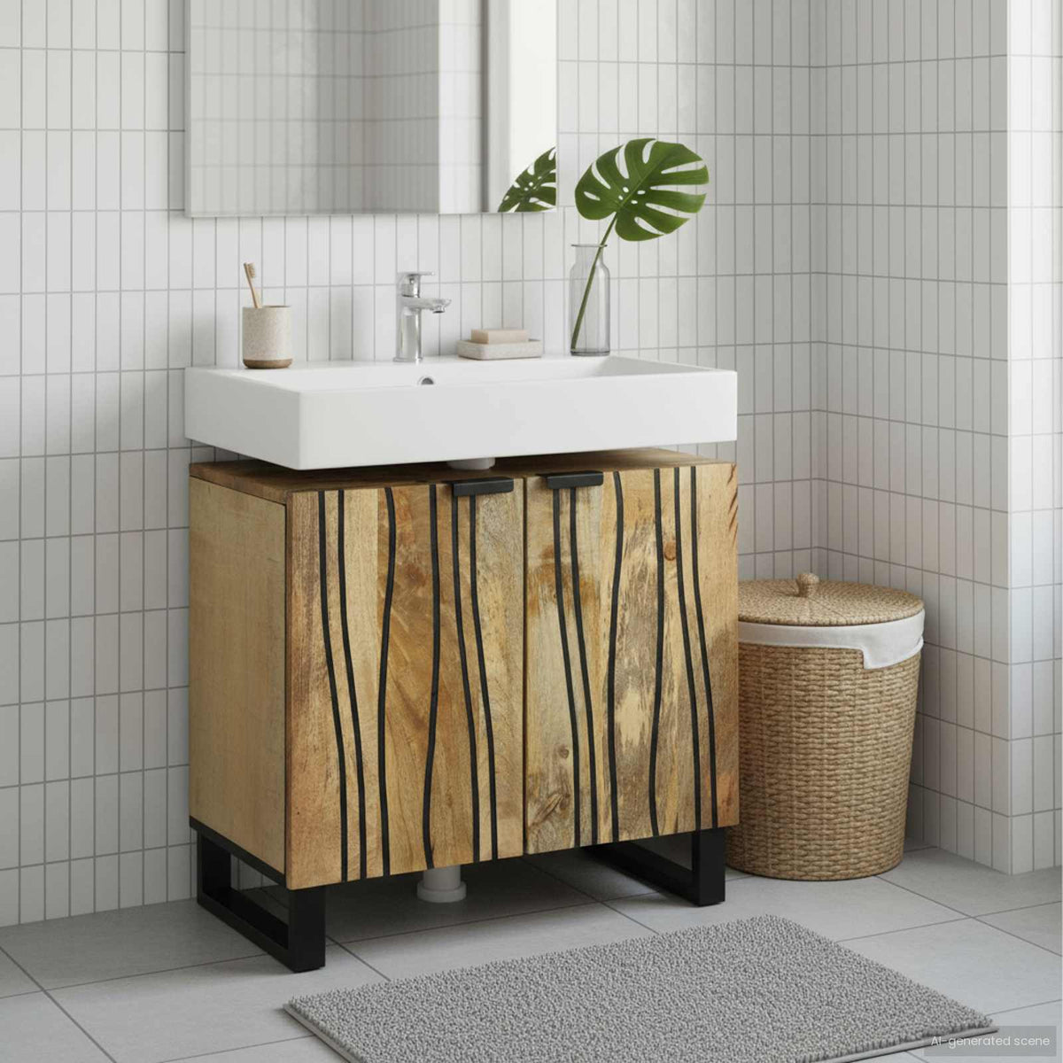 Badkamertenk te kast Bruin 62 x 33 x 58 cm Bewerkt hout is nu te koop bij PeponiXL, paradijselijk wonen!