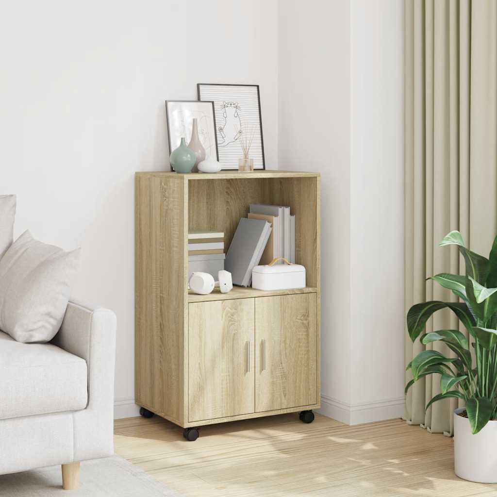 Rolkast 55x40x91 cm bewerkt hout sonoma eikenkleurig is nu te koop bij PeponiXL, paradijselijk wonen!