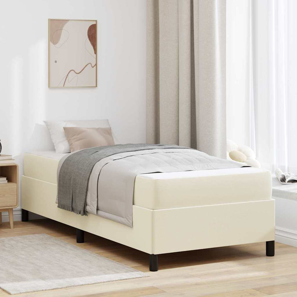 Bedframe met matras Crème 80 x 200 cm Stof is nu te koop bij PeponiXL, paradijselijk wonen!