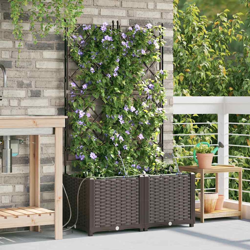 Tuin Bloempot 2 pcs Bruin Kunststof is nu te koop bij PeponiXL, paradijselijk wonen!