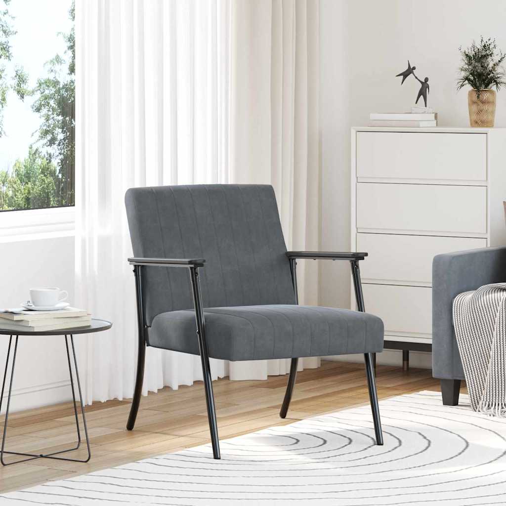 Fauteuil Donkergrijs 59 x 75 x 78 cm Fluweel is nu te koop bij PeponiXL, paradijselijk wonen!