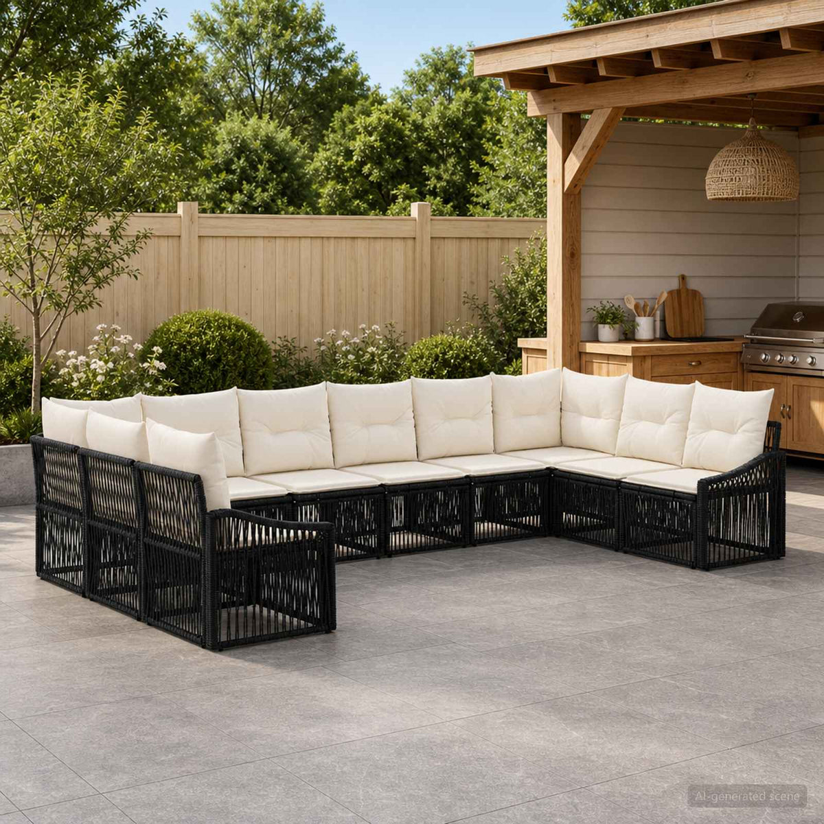 Tuinbankenset 10 pcs Zwart poly rattan is nu te koop bij PeponiXL, paradijselijk wonen!