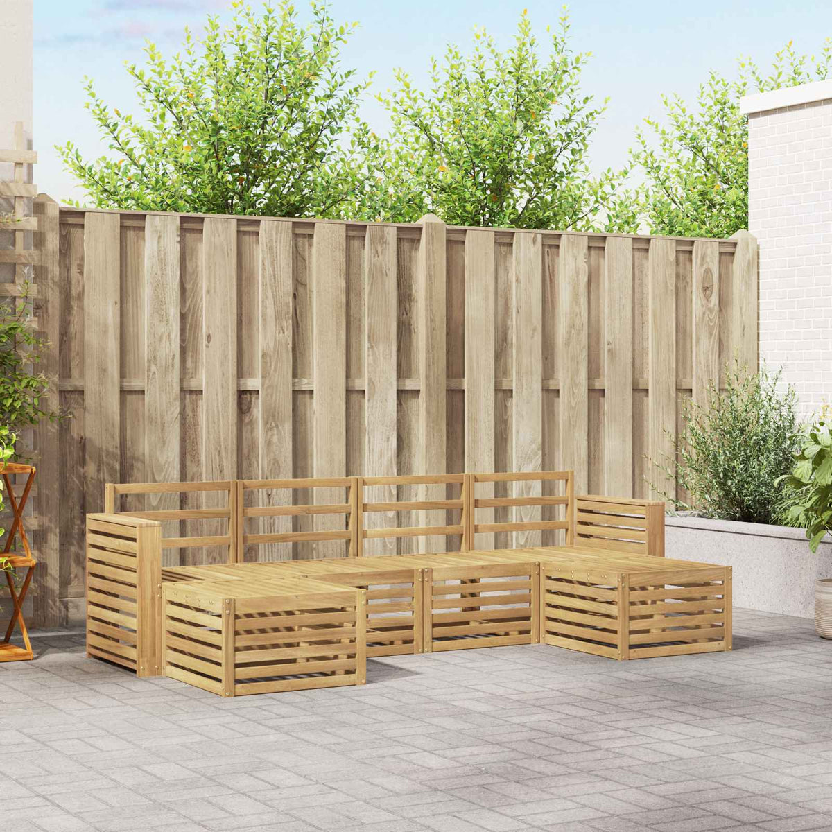 Buiten bankenset 6 pcs Wit 257 x 122,5 x 73 cm is nu te koop bij PeponiXL, paradijselijk wonen!