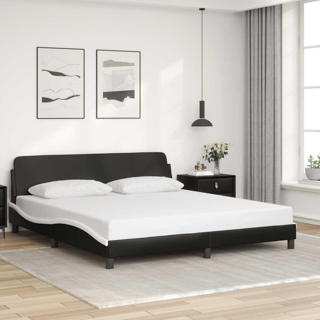 Bedframe Dover zwart en wit 180x200 cm kunstleer is nu te koop bij PeponiXL, paradijselijk wonen!