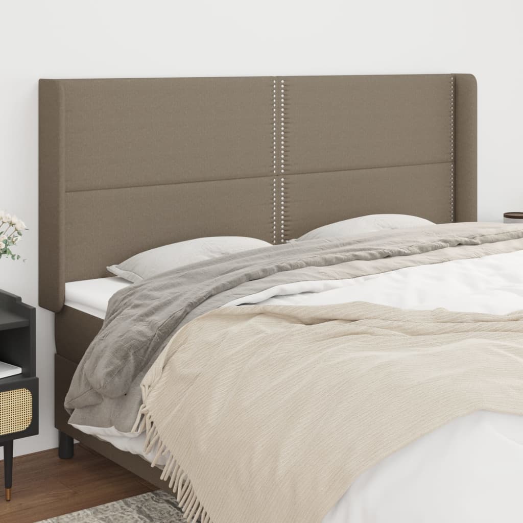 Hoofdbord met randen 183x16x118/128 cm stof taupe is nu te koop bij PeponiXL, paradijselijk wonen!