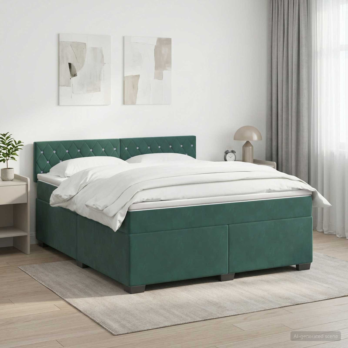Boxspringbed met matras Donkergroen 140 x 190 cm Fluweel is nu te koop bij PeponiXL, paradijselijk wonen!