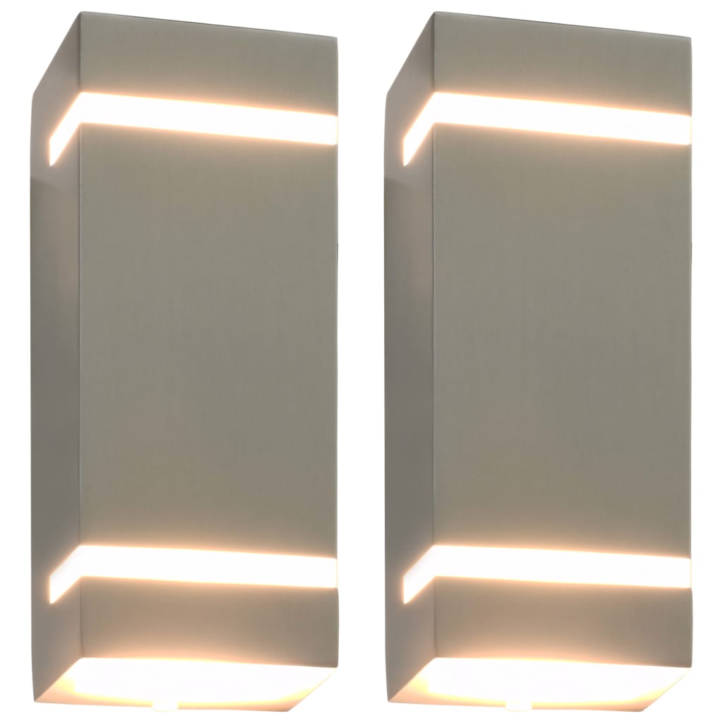 Buitenwandlampen 2 st 35 W rechthoekig zilverkleurig is nu te koop bij PeponiXL, paradijselijk wonen!
