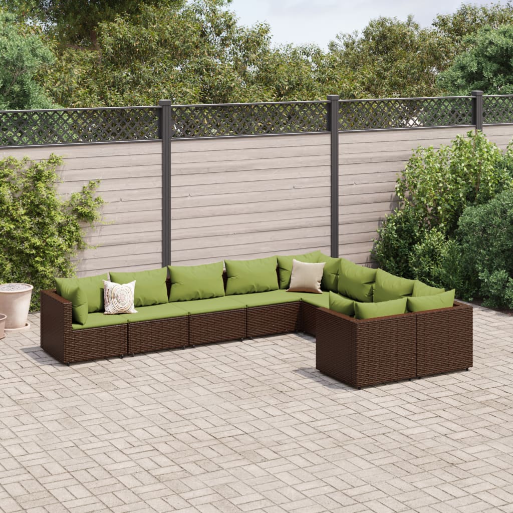 9-delige Loungeset met kussens poly rattan bruin is nu te koop bij PeponiXL, paradijselijk wonen!