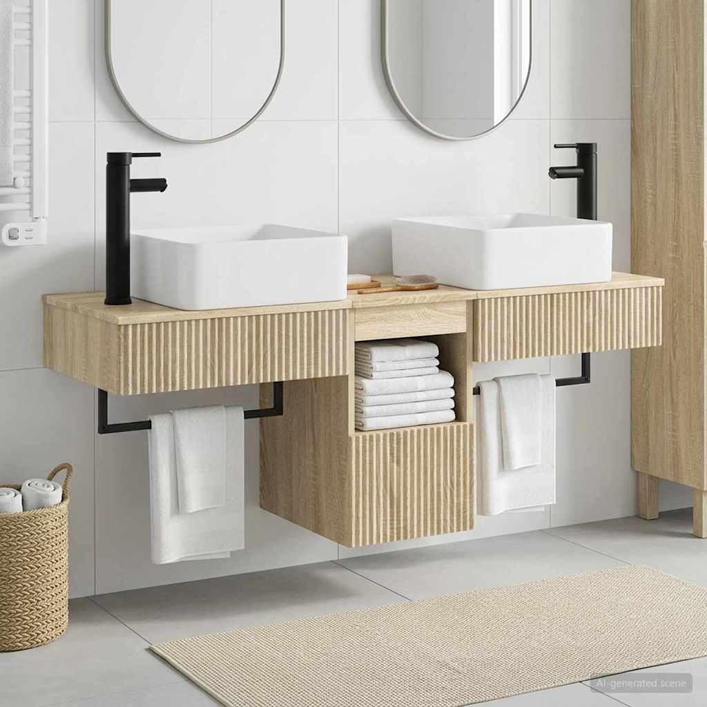 Badkamerkastenset 3 st Sonoma Eiken 53 x 35 x 39 cm is nu te koop bij PeponiXL, paradijselijk wonen!