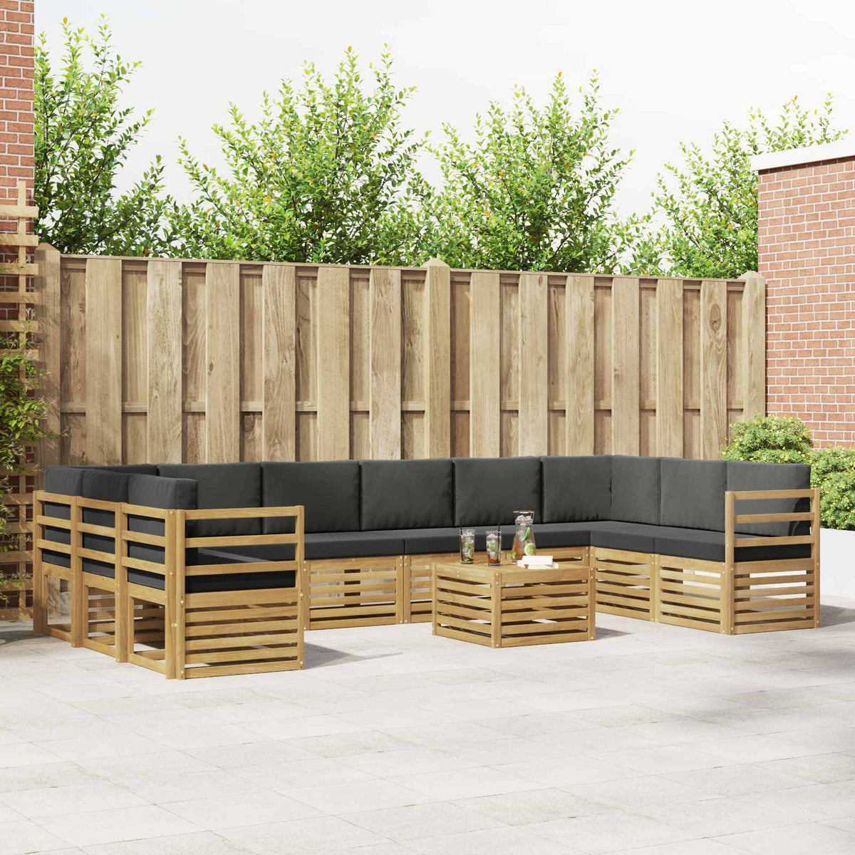 Buiten bankenset 8 pcs Wit en Anthraciet 59 x 59 x 37 cm is nu te koop bij PeponiXL, paradijselijk wonen!