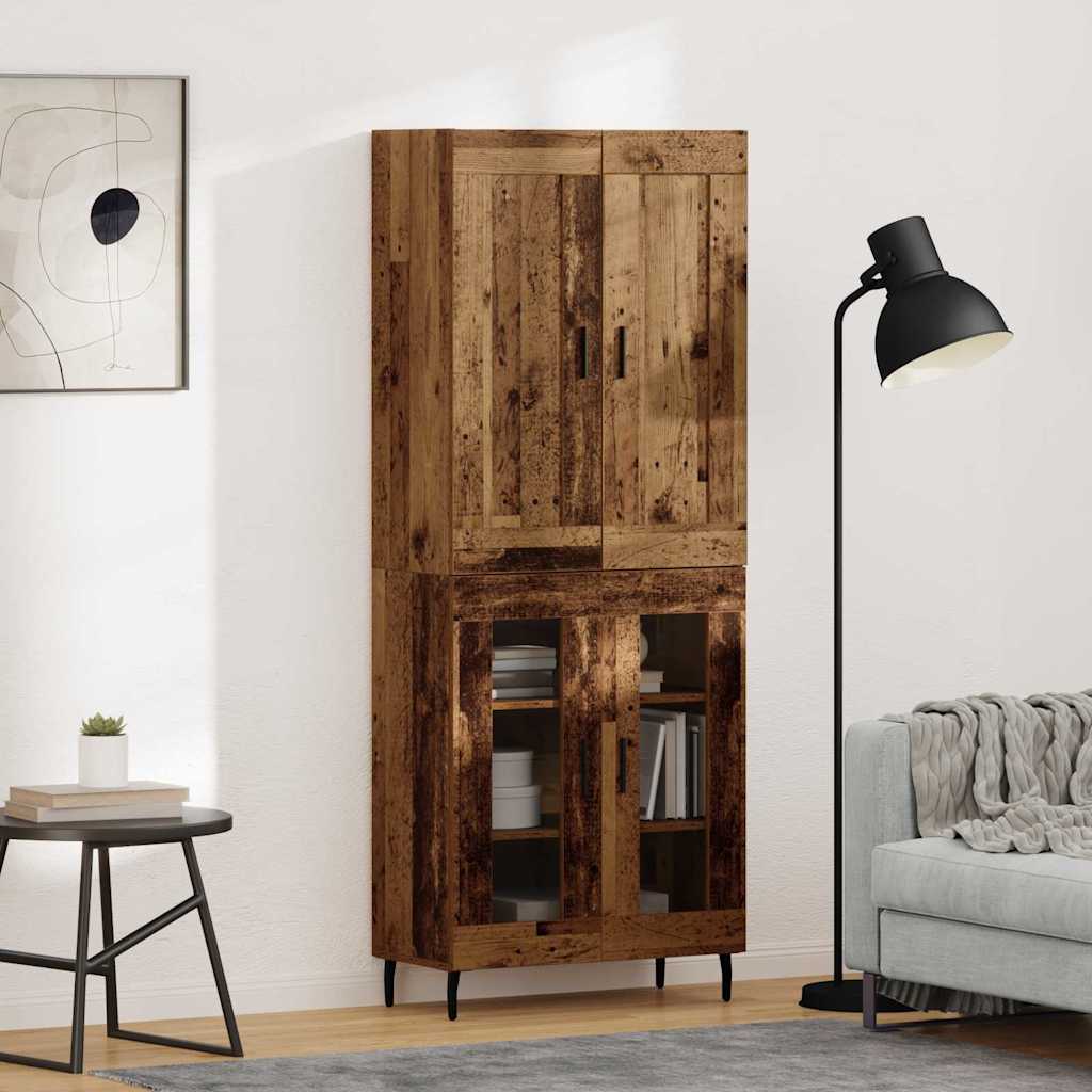 Hoge kast 2 pcs Oudhout Bewerkt hout is nu te koop bij PeponiXL, paradijselijk wonen!
