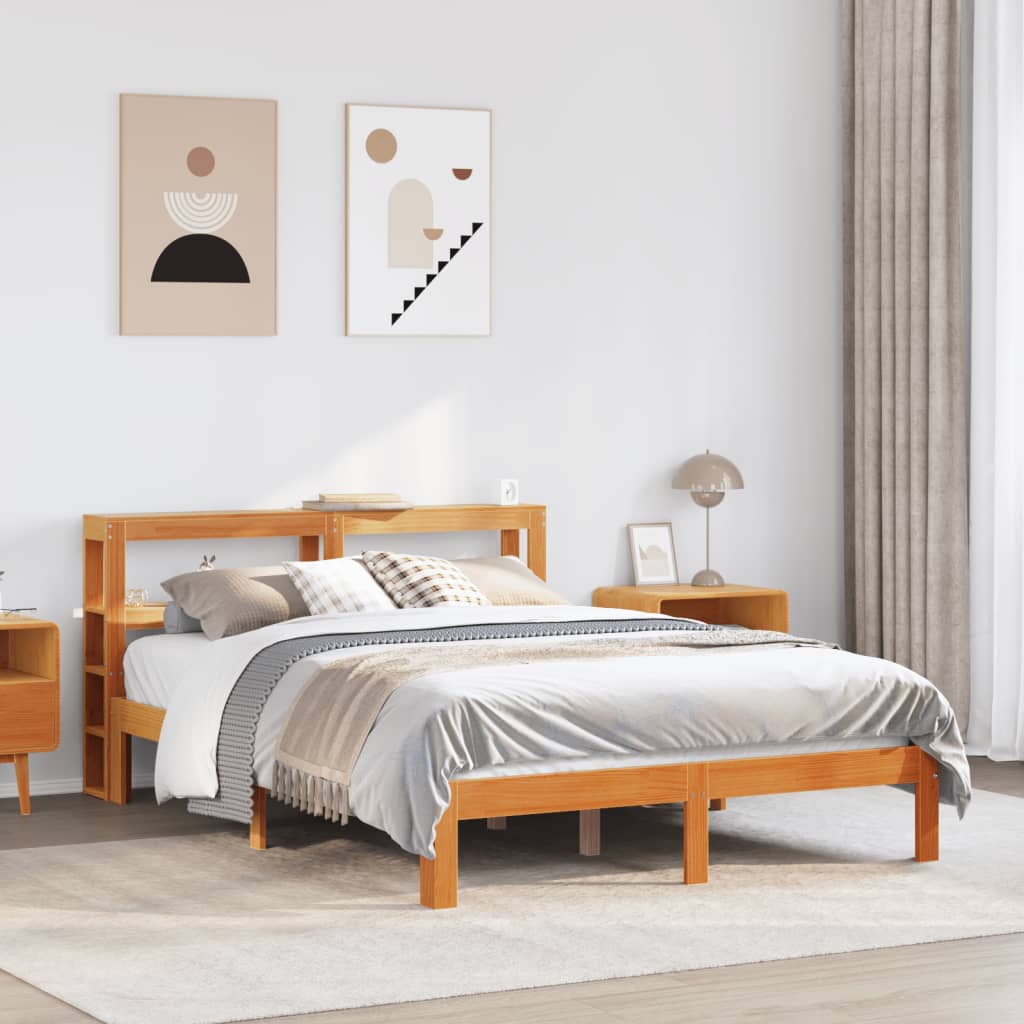 Bedframe zonder matras massief grenenhout wasbruin 140x200 cm is nu te koop bij PeponiXL, paradijselijk wonen!