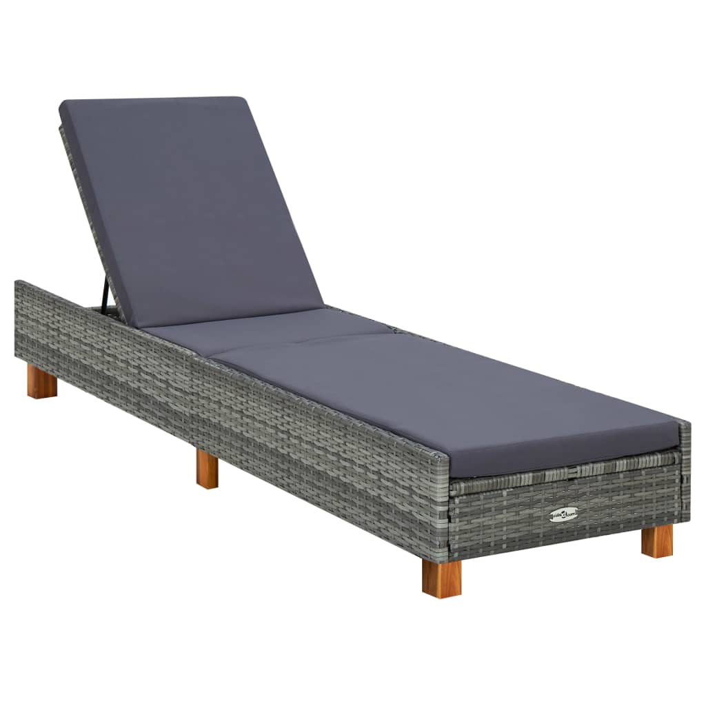 Ligbed met kussen poly rattan grijs is nu te koop bij PeponiXL, paradijselijk wonen!