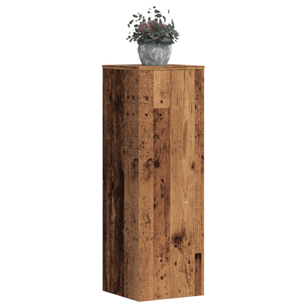 Plantenstandaards 2 st 33x33x100cm bewerkt hout oud houtkleurig is nu te koop bij PeponiXL, paradijselijk wonen!