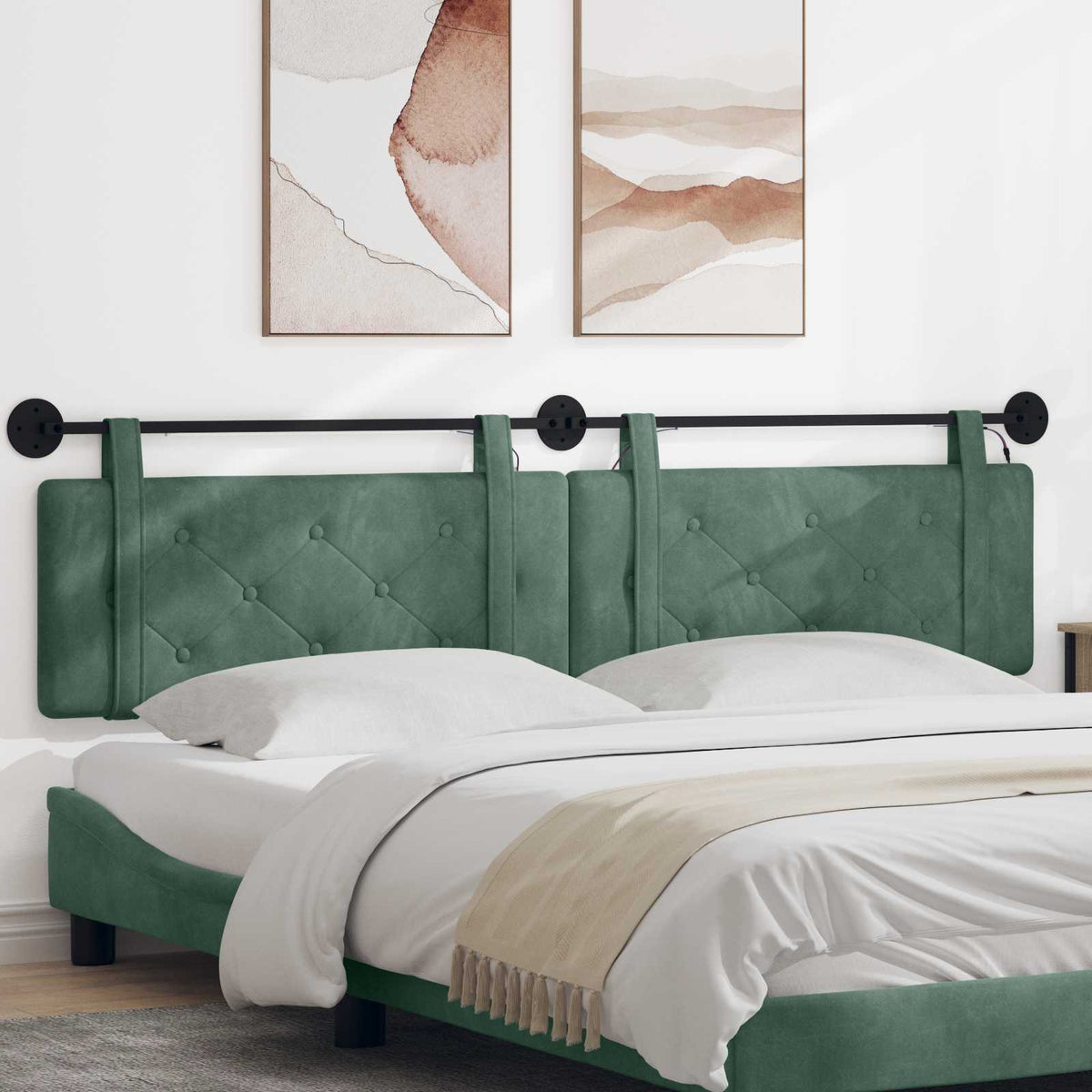 Hangend hoofdbord Met LED-verlichting Zeegroen Fluweel is nu te koop bij PeponiXL, paradijselijk wonen!