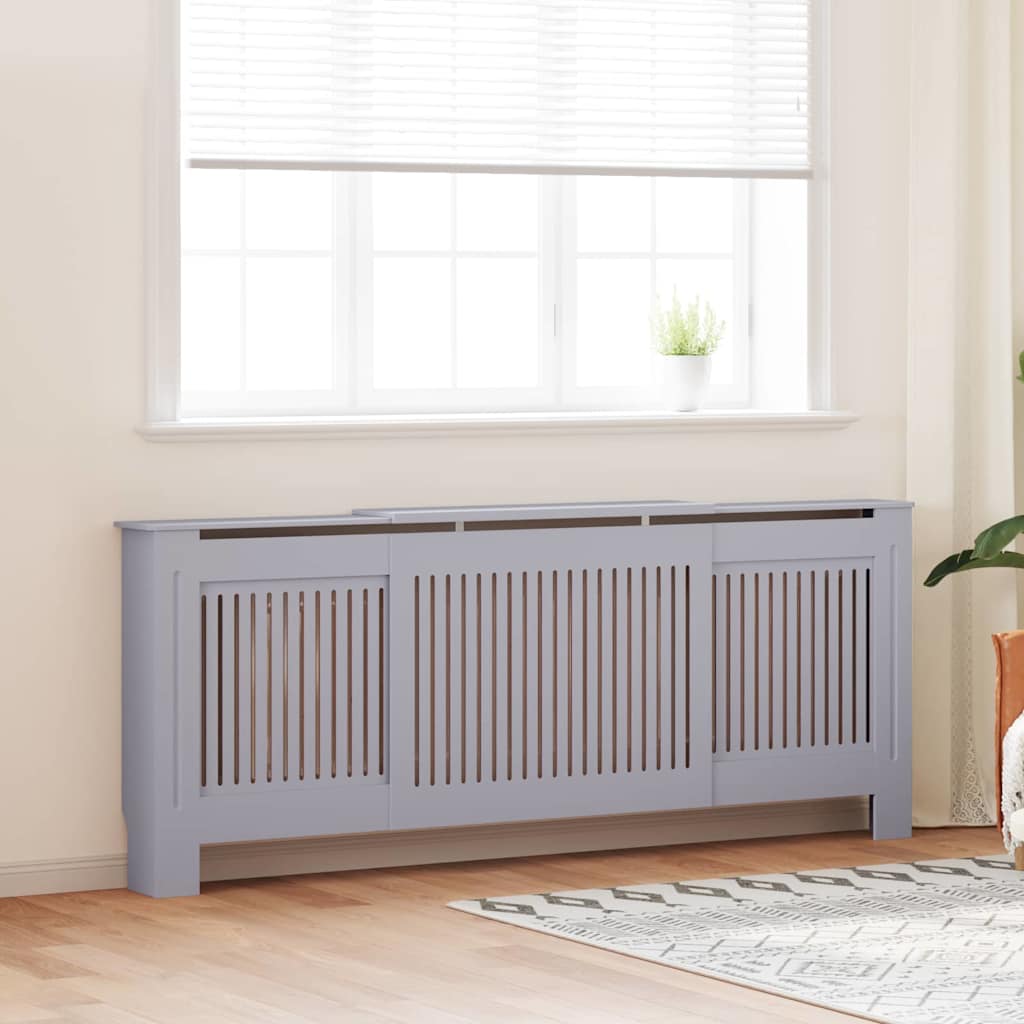 Radiatorafdekking 2 pcs Grijs 205 x 20,5 x 81,5cm Bewerkt hout is nu te koop bij PeponiXL, paradijselijk wonen!