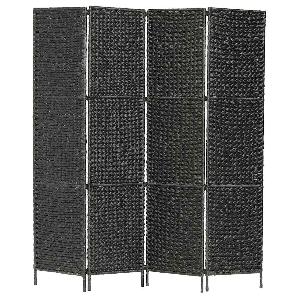 Kamerscherm met 4 panelen 154x160 cm waterhyacint zwart is nu te koop bij PeponiXL, paradijselijk wonen!
