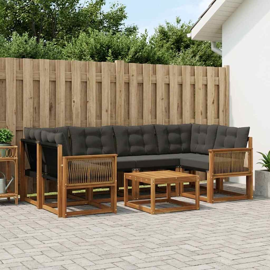 Buiten bankenset met kussen 7 pcs Naturel en Zwart is nu te koop bij PeponiXL, paradijselijk wonen!