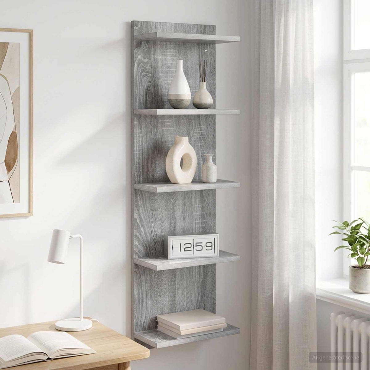Wandplank Grijs Sonoma 30 x 15 x 100 cm Bewerkt hout is nu te koop bij PeponiXL, paradijselijk wonen!