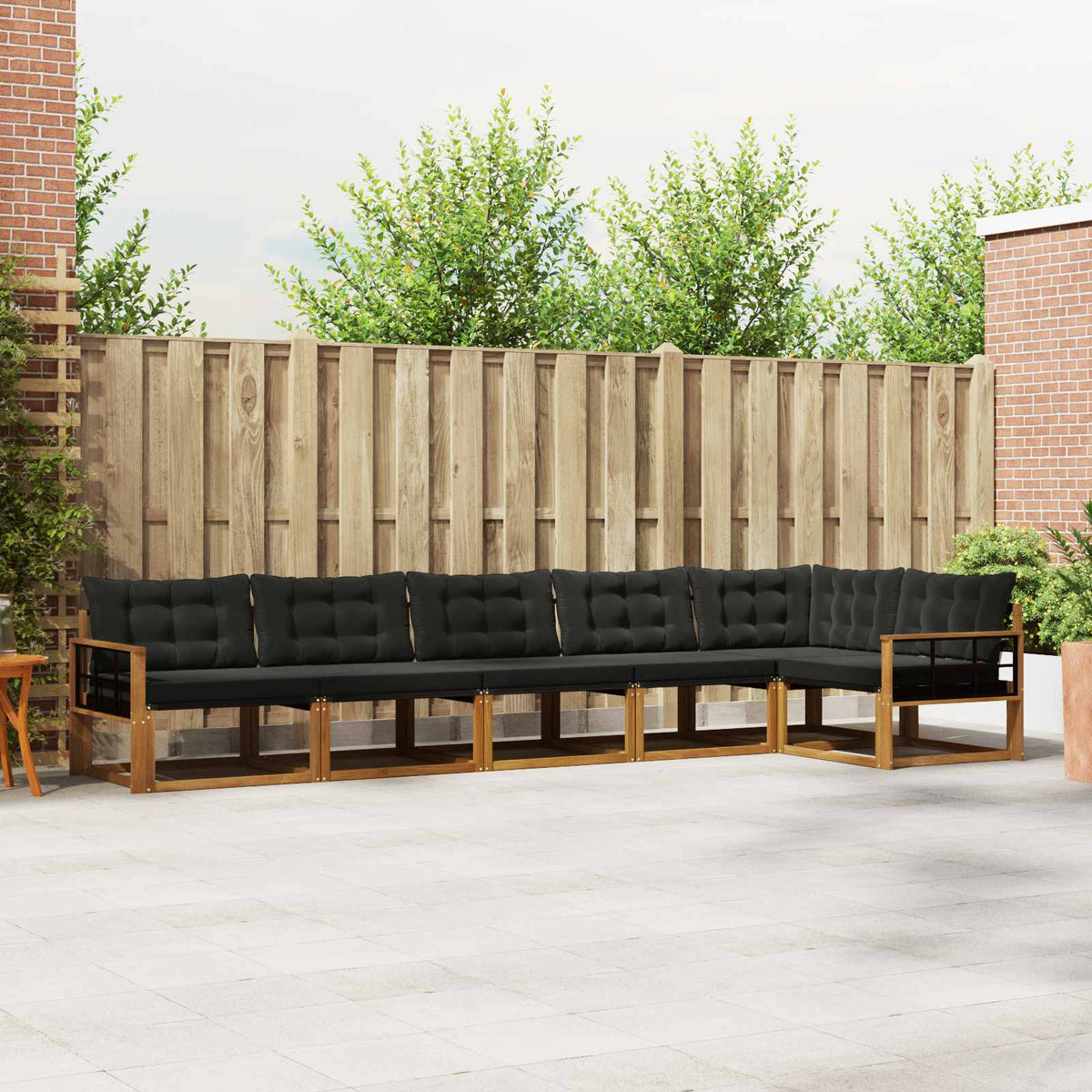 Buiten bankenset met kussen 6 pcs Natuurlijk en Zwart is nu te koop bij PeponiXL, paradijselijk wonen!